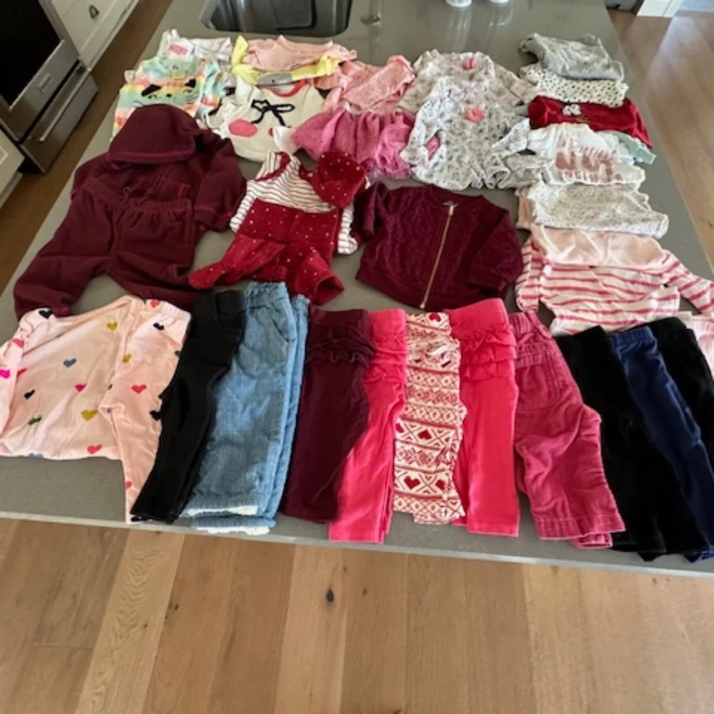 Baby Girl Large Clothing 3-6M Bundle of 36 Items Pants Shirts -some never worn